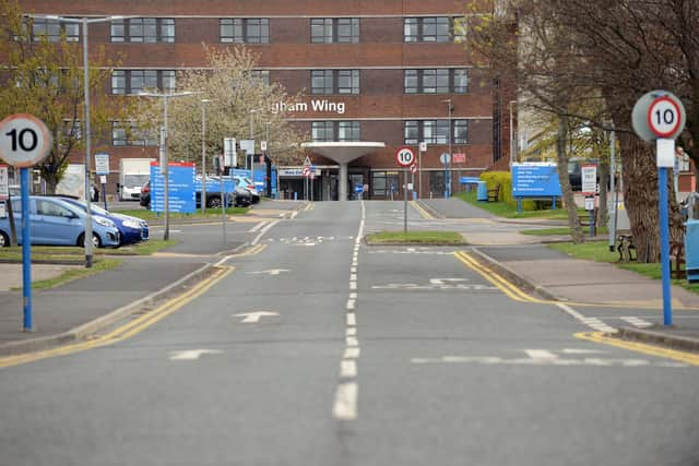 South Tyneside Hospital Ingham Wing entrance.