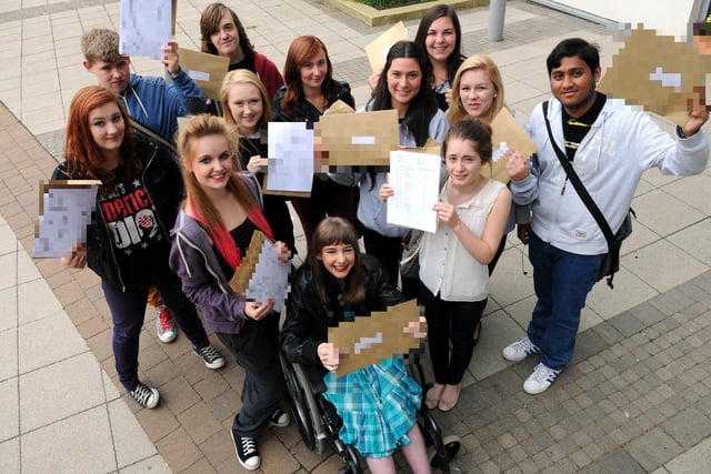 St Wilfrid's RC College pupils celebrate their GCSE results in 2013.