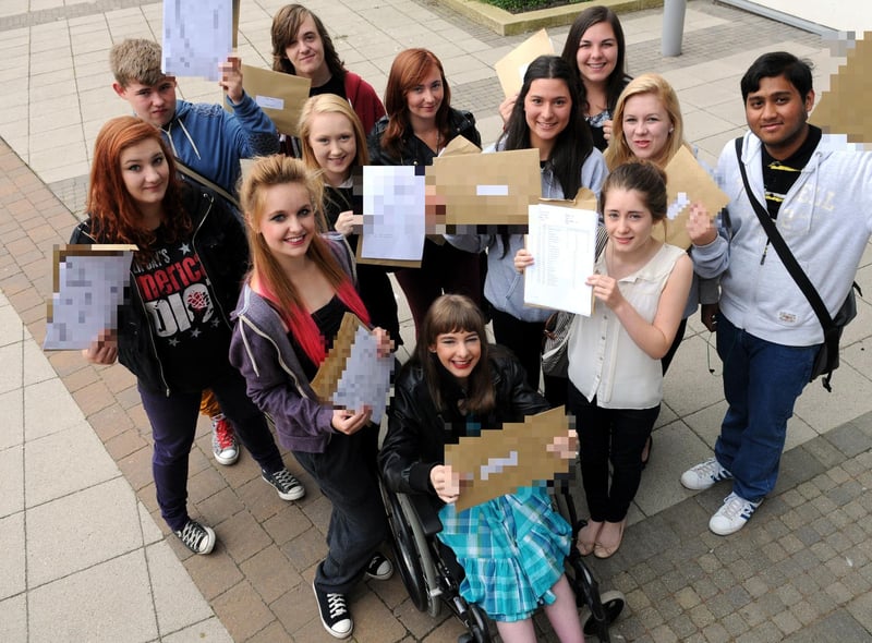 St Wilfrid's RC College pupils celebrate their GCSE results in 2013.