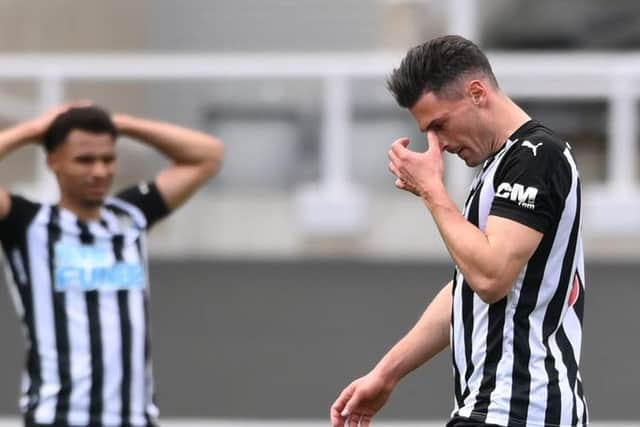 Fabian Schar reacts to his dismissal.