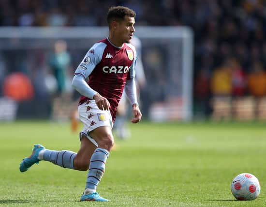 WOLVERHAMPTON, ENGLAND - APRIL 02: Philippe Coutinho of Aston Villa in action during the Premier League match between Wolverhampton Wanderers and Aston Villa at Molineux on April 02, 2022 in Wolverhampton, England. (Photo by Richard Heathcote/Getty Images)
