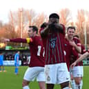 South Shields made it seven wins from nine in the Pitching In Northern Premier League by overcoming Marine in a feisty affair at 1st Cloud Arena on Saturday. Picture by Kev Wilson.