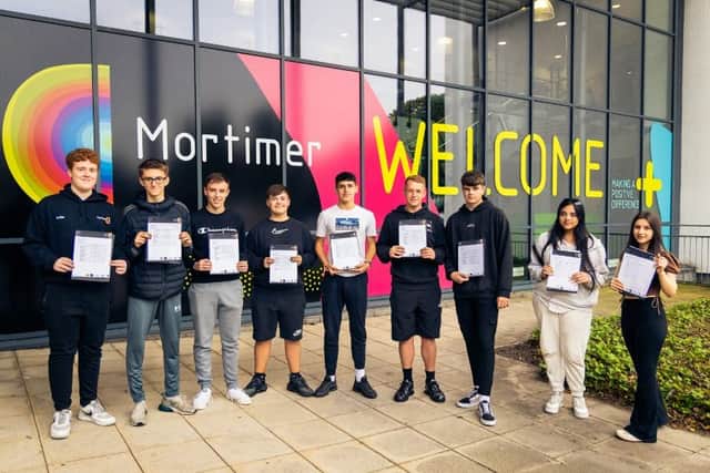 Students from Mortimer Community College celebrate their GCSE results
