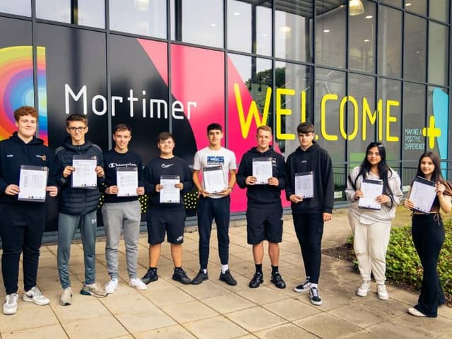 Students from Mortimer Community College celebrate their GCSE results