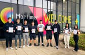 Students from Mortimer Community College celebrate their GCSE results