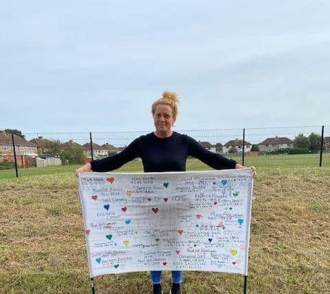 Angie Comerford, co-founder of the Hebburn Helps food bank, prepares to set out on her annual 'Walk of Hope' to help raise awareness around mental health issues in the borough.