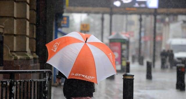 Heavy rain on King Street, South Shields.