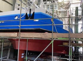 The Pride of the Tyne in dry dock at the UK Docks yard in South Shields.