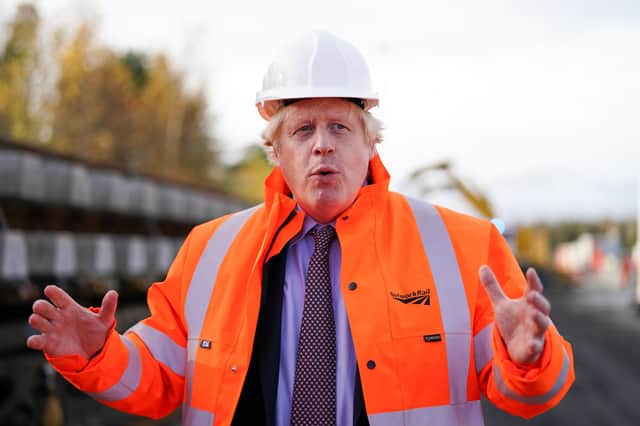 Prime Minister Boris Johnson during a visit to the Network Rail hub in North Yorkshire, to coincide with the announcement of the Integrated Rail Plan