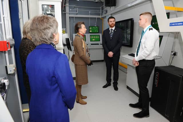 HRH The Princess Royal, Princess Anne, visiting South Shields Marine School, South Tyneside College.
