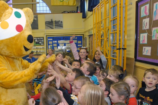Pudsey the Bear met children at the school in 2012.
