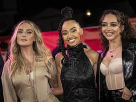 Perrie Edwards, from left, Leigh-Anne Pinnock and Jade Thirlwall of Little Mix pose for photographers upon arrival at the premiere of the film 'Boxing Day' in London, Tuesday, November 30, 2021. (Photo by Vianney Le Caer/Invision/AP)