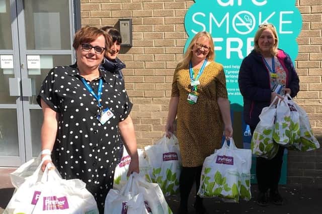 Staff at Sunderland Royal Hospital collect the donations for high risk patients.
