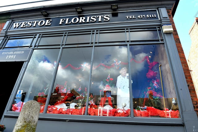 A display has been created in memory of Her Majesty Queen Elizabeth II at Westoe Florists.