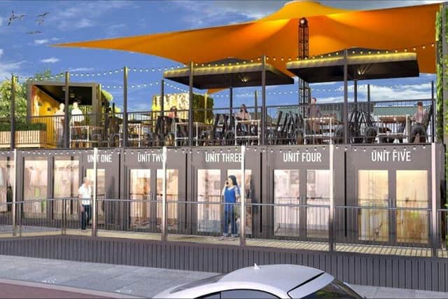 Indicative artist impressions of shipping container development, Jacks Yard, in South Shields. Credit: MyPerspective Interior Commercial Architecture