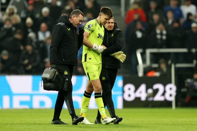 Nick Pope dislocated his shoulder in the Premier League win against Manchester United in December 2023