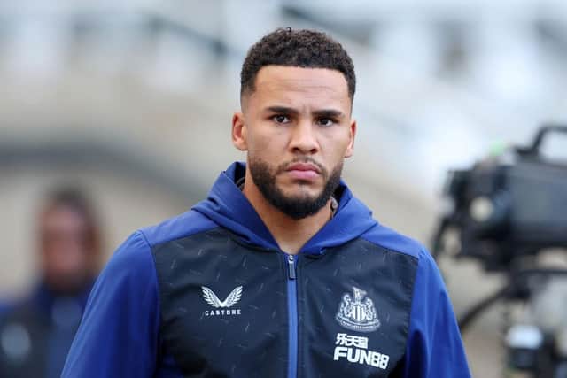 Jamaal Lascelles of Newcastle United arrives at the stadium prior to the Premier League match between Newcastle United and Arsenal at St. James Park on May 16, 2022 in Newcastle upon Tyne, England. (Photo by Ian MacNicol/Getty Images)