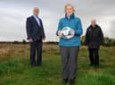 Cllr Moira Smith with Perth Green CA trustee Kevin Mullen, and Cllr Stephen Dean, on land that will be cleared to make way for a new 3G  pitch.