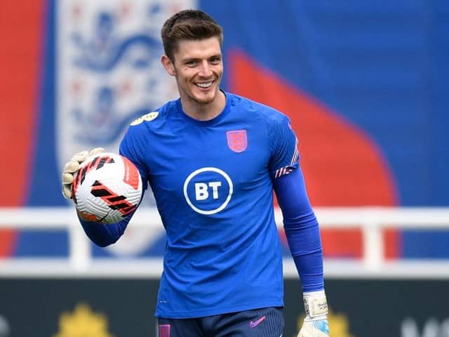 Burnley goalkeeper Nick Pope during an England training session this month.