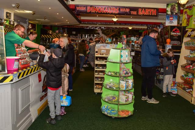 Shoppers at the opening of Rexy's Reviews the Dino Den on Victoria Road in South Shields.