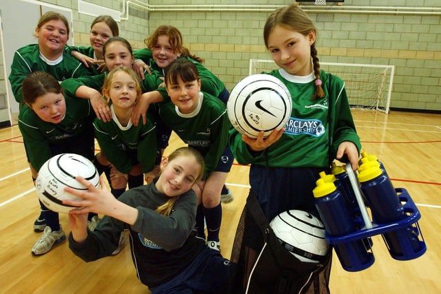 The All Saints Primary School girls football team were pictured in new strips which were supplied by the Football Foundation in 2005.