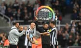Newcastle player Jonjo Shelvey comes on a substitute for Fabian Schar during the Premier League match between Newcastle United and Aston Villa at St. James Park on October 29, 2022 in Newcastle upon Tyne, England. (Photo by Stu Forster/Getty Images)