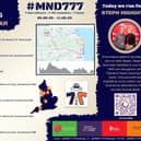 The route Martyn will take on his journey through the North East
