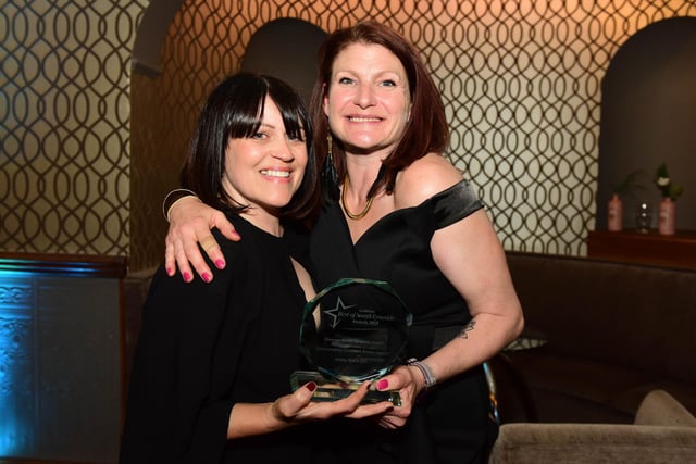 Kaye Symington, left, and Danielle Pollard of Williby Rocs CIC, winners of the Greener South Tyneside prize.