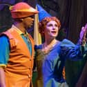 Robin Hood (Marcquelle Ward) and Maid Marian (Lucy Elizabeth Davis) shine on stage in the Customs House panto.