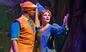 Robin Hood (Marcquelle Ward) and Maid Marian (Lucy Elizabeth Davis) shine on stage in the Customs House panto.