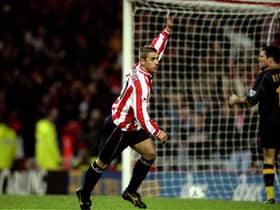18 Dec 1999:  Kevin Phillips of Sunderland celebrates a goal during the FA Carling Premier League match against Southampton played at the Stadium of Light in Sunderland, England. Sunderland won the game 2-0. \ Mandatory Credit: Shaun Botterill /Allsport
