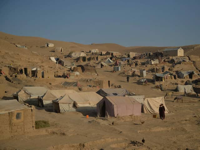 S general view of the Jar-e-Sakhi Internally Displaced People (IDP) camp in in Qala e Naw district of Badghis province. -Drought stalks the parched fields around the remote Afghan district of Bala Murghab, where climate change is proving a deadlier foe than the country's recent conflicts.