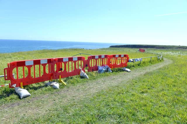 Tributes left at Souter cliff top.