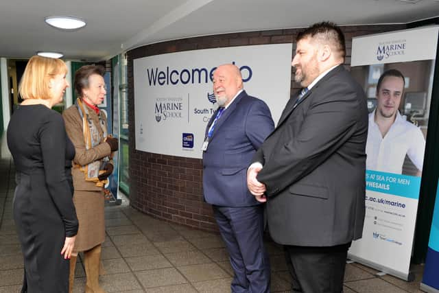 HRH The Princess Royal, Princess Anne, visiting South Shields Marine School, South Tyneside College.