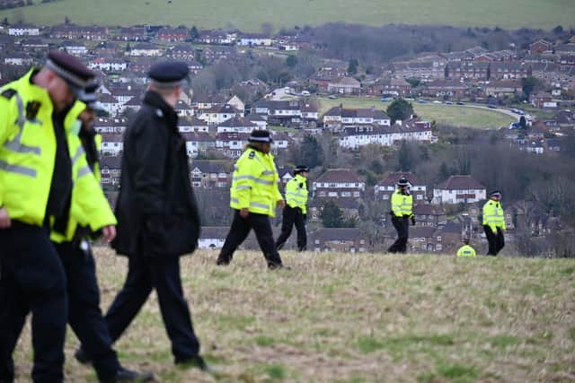 Hundreds of officers from Sussex Police and the Metropolitan Police have been searching tirelessly across an extensive area over two days. Photo: Eddie Mitchell