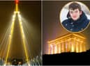 Sunderland's Northern Spire Bridge and Penshaw Monument were lit up yellow in honour of South Shields teen Kai Heslop. Images by Steven Lomas.
