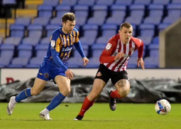 Max Power in action for Sunderland at Shrewsbury Town