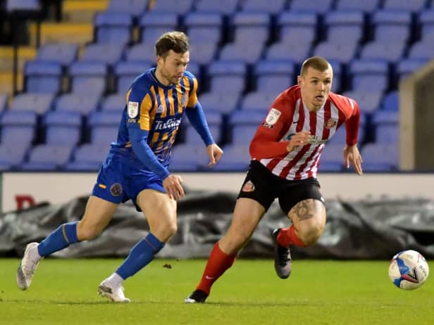 Max Power in action for Sunderland at Shrewsbury Town