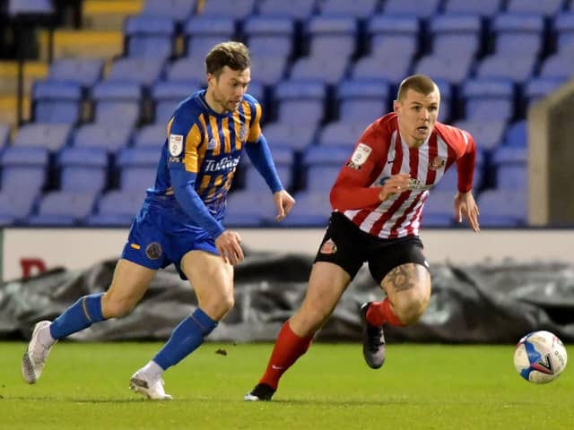 Max Power in action for Sunderland at Shrewsbury Town