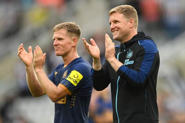 Newcastle United head coach Eddie Howe and winger Matt Ritchie.