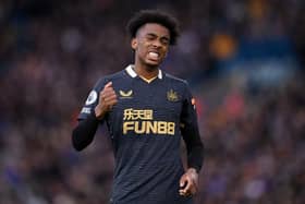 Joe Willock of Newcastle United reacts during the Premier League match between Leeds United and Newcastle United at Elland Road on January 22, 2022 in Leeds, England. (Photo by Stu Forster/Getty Images)