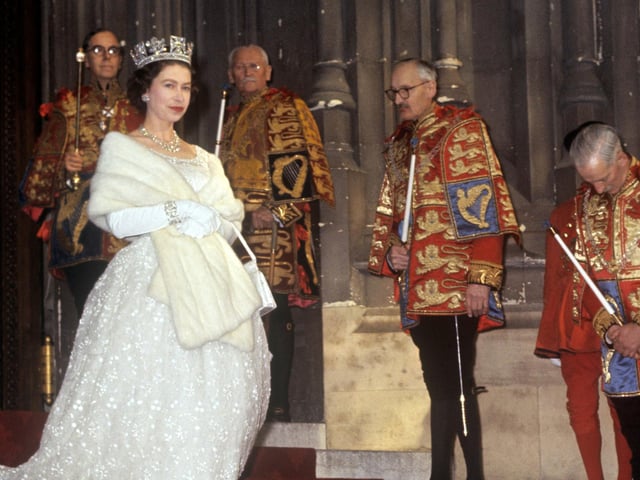 Queen Elizabeth II leaving after the State Opening of Parliament.03/11/64