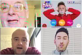 Just some of the familiar faces backing mental health campaign Here4U by Daniel Westwood (top right), Christopher Biggins (top left), Danny Posthil (botton left) and Mark Douglass from Channel Four's Five Guys A Week.