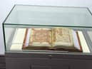 A facsimile of the Lindisfarne Gospels as seen in the Elephant Tea Rooms in Sunderland.