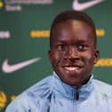 Garang Kuol speaks with the media today after being called up by Australia.