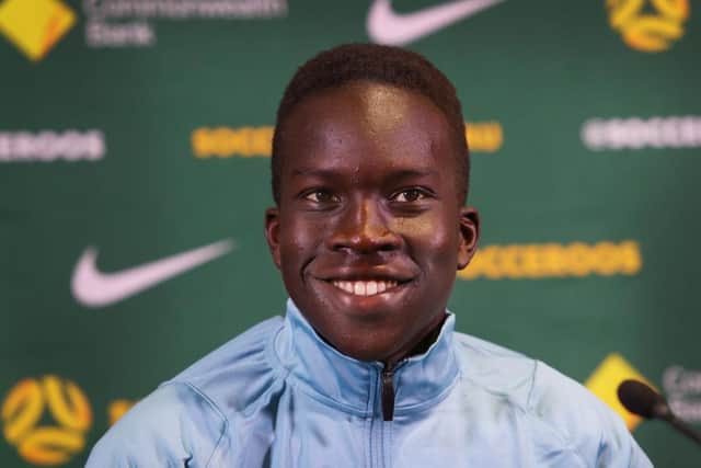Garang Kuol speaks with the media today after being called up by Australia.