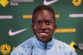 Garang Kuol speaks with the media today after being called up by Australia.