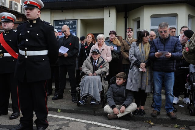 Remembrance Sunday Parade and Service at Westoe Cenotaph, South Shields, with the Mayor of South Tyneside Coun Pat Hay, Deputy Lord Lieutenant Tyne and Wear Wing Commander David L Harris.