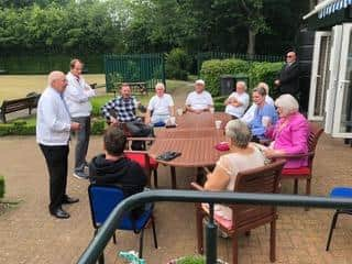 Jarrow MP Kate Osborne and Mayor of Gateshead Dot Burnett at the bowls club