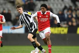 Scott Bailey (left) scored a late consolation for Newcastle United (Photo by David Price/Arsenal FC via Getty Images)